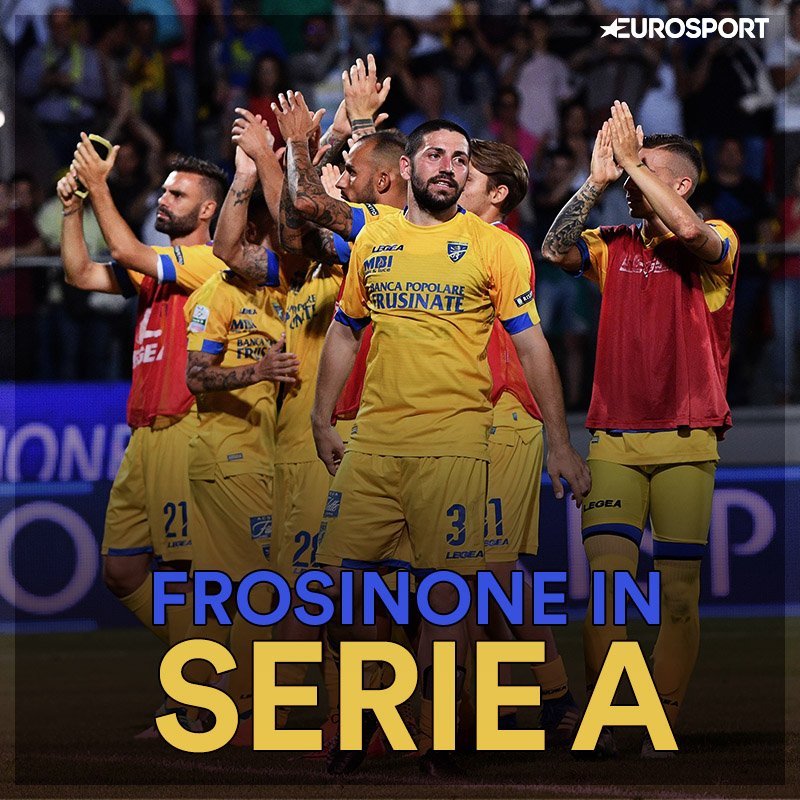 Eurosport_IT's tweet photo. FROSINONE, È SERIE A! 👏👏

Il Frosinone torna in Serie A dopo due anni di cadetteria: contro il Palermo decidono Maiello e Ciano.

#FrosinonePalermo https://t.co/Nl58Vqf9HJ