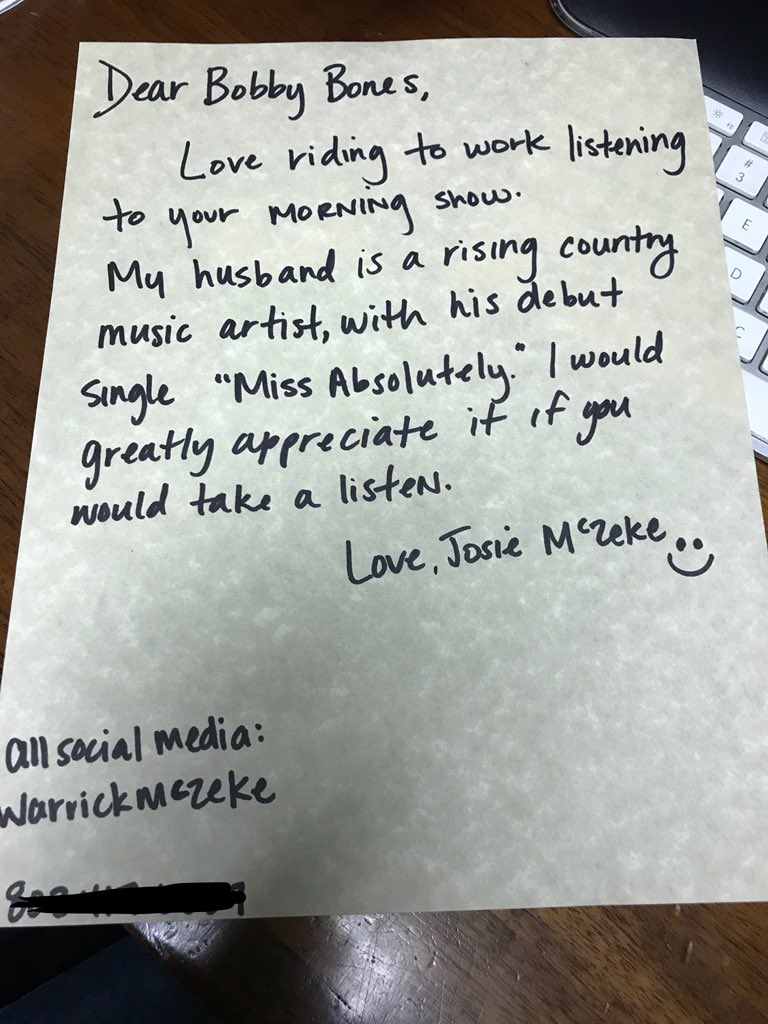 warrickmczeke's tweet photo. When your wife is at work and the @mrBobbyBones @bobbybonesshow Production Manager walks in to place an order at Basil Thai Cuisine. She went straight into marketing mode and I Love It!
#wifey #mygirl #country #countrymusic #missabsolutely #bobbybones https://t.co/XOkawaLftM