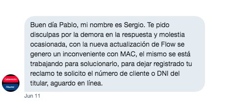 Pablo51468567's tweet photo. @CableFibertel reconoce por DM que su sistema Flow es incomptatible con Mac, pero sigue promocionando que Flow funciona con todo tipo de gadget @DNDConsumidor https://t.co/CsJkNuFoWX