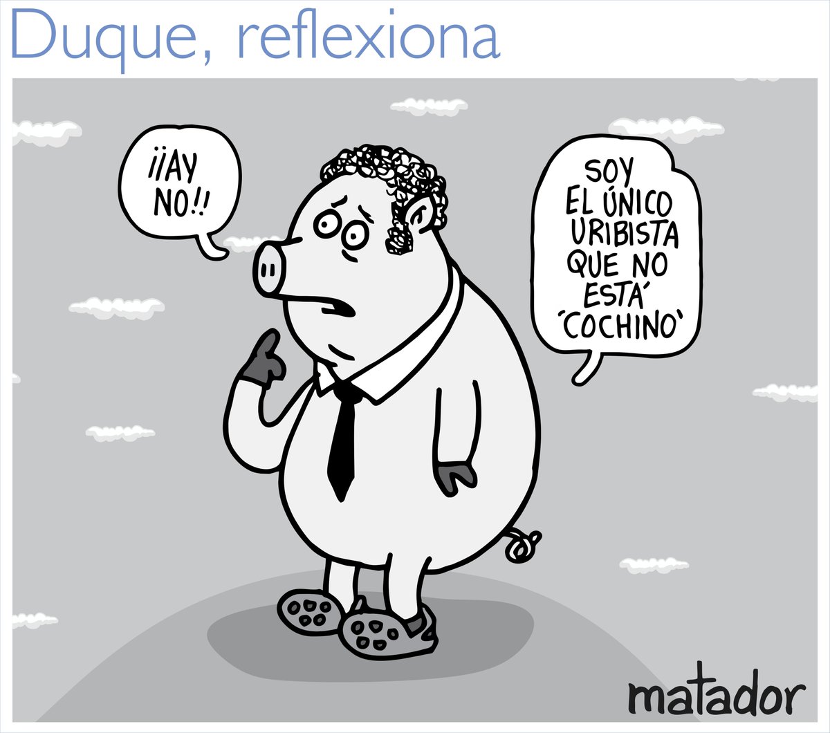 Por esta caricatura fui entutelado y amenazado de muerte. Hoy, un día antes de las elecciones me ratifico en la imagen que representa. Un lindo y tierno cerdito, que detrás de su campaña tiene a una jauría de lobos corruptos que quieren seguir desangrando a Colombia. Despierten