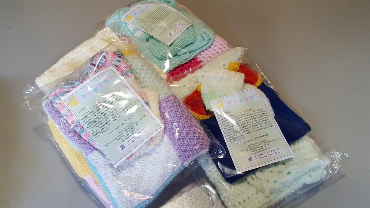 PillarRoom's tweet photo. HUGE THANK YOU to Clare Greenan &amp; her colleagues from #Oracle who came in and helped make up Summer Joy Gift Packs for #NICU babies which will be distributed to the parent's this week #Rotundaknitters @RotundaHospital @RotundaCharity @PillarRoom Thank you all once again!! https://t.co/RhXvcFRy3Y