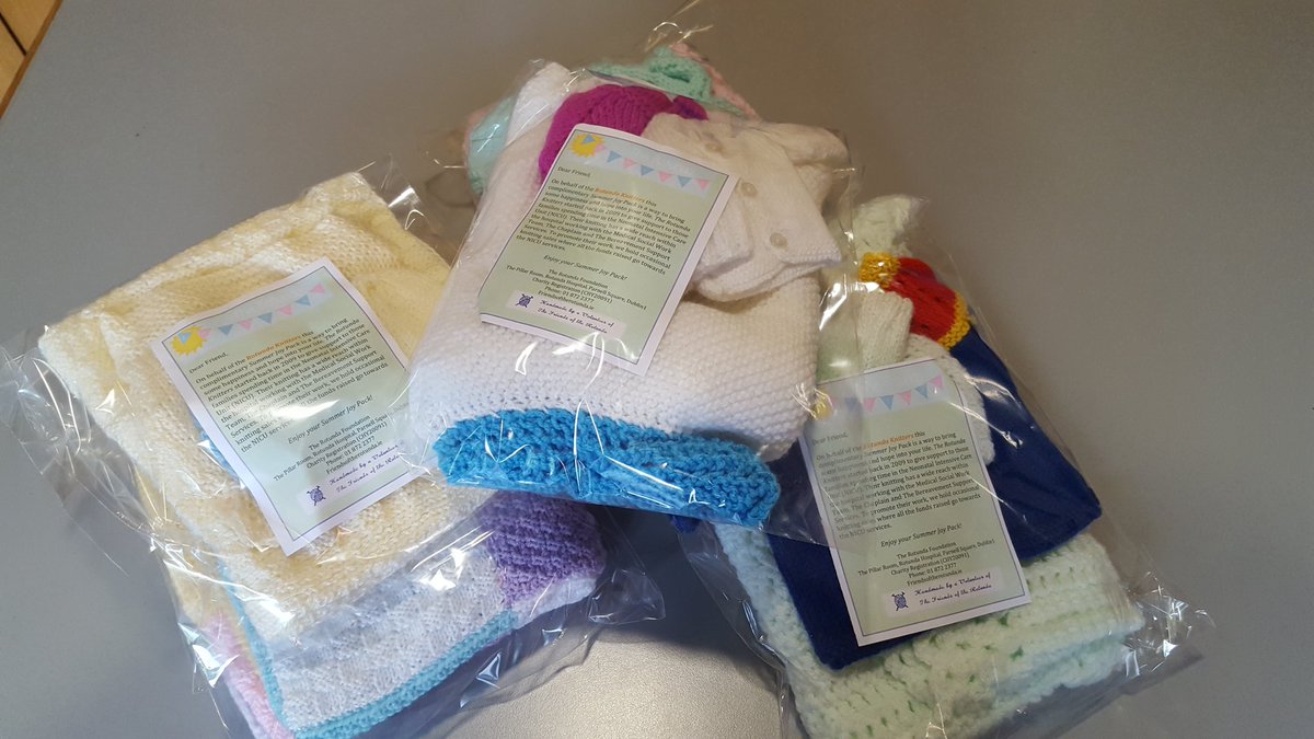 PillarRoom's tweet photo. HUGE THANK YOU to Clare Greenan &amp; her colleagues from #Oracle who came in and helped make up Summer Joy Gift Packs for #NICU babies which will be distributed to the parent's this week #Rotundaknitters @RotundaHospital @RotundaCharity @PillarRoom Thank you all once again!! https://t.co/RhXvcFRy3Y