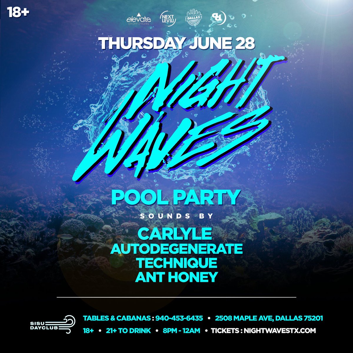 VoltageAfterHR's tweet image. 🌊WE ARE BACK 🌊

#NightWavesTx
Night Time Pool Party 
18+

NightWavesTx.com 

RT &amp;amp; Follow the chance to WIN 2 FREE VIP Tickets 

First 100 Tickets only $10