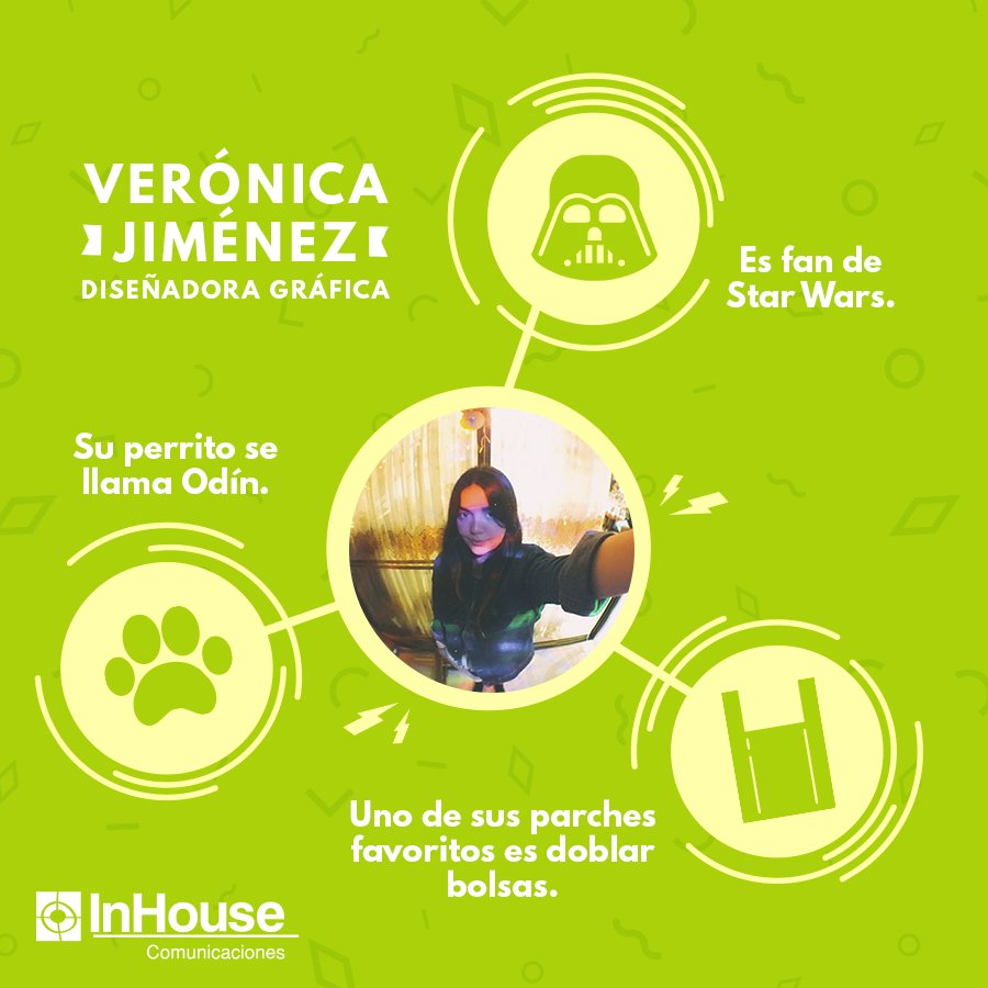 inhouse_com's tweet photo. Verónica Jiménez es la diseñadora gráfica del equipo #InHouse. ¿Cuál será el dato falso? ??? https://t.co/mWiLJ1xkD9