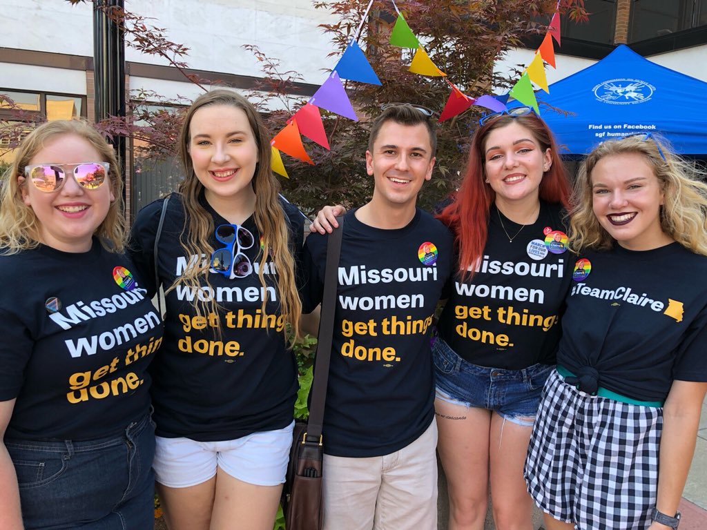McCaskill4MO's tweet photo. Members of #TeamClaire were so excited to join the Greater Ozarks Pridefest in Springfield today as folks marched for equality and justice for all! #LoveIsLove #MOSen 🏳️‍🌈 https://t.co/XK6n2aTrLK