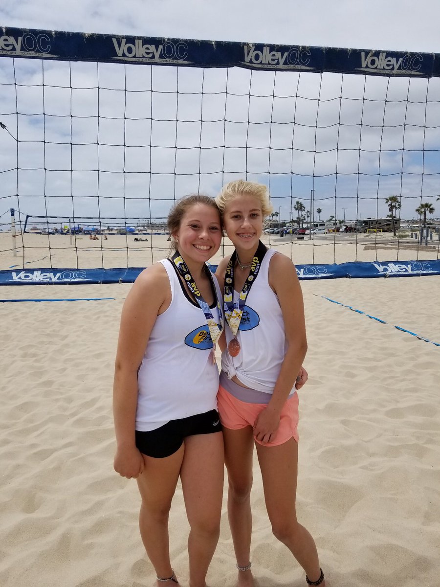 BeachFirstVball's tweet photo. Congrats to Mae and Mya on taking third today at Huntington Beach AVP!!🥉 Stoked to bring home hardware and hit the beach again tomorrow!! https://t.co/WoLrtXrntV
