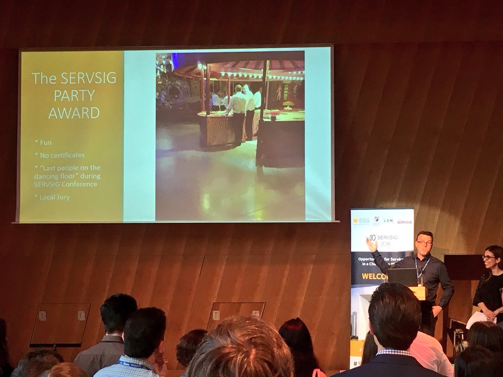 DrGuyader's tweet photo. Ending #servsig2018 at the Eiffel Tower with @BartLariviere’s announcement of a new award: the last one standing, so called “party award”☝️embedding the fun spirit of the service community (dixit @RayFiskTX)! https://t.co/hZ0ajVqHSS
