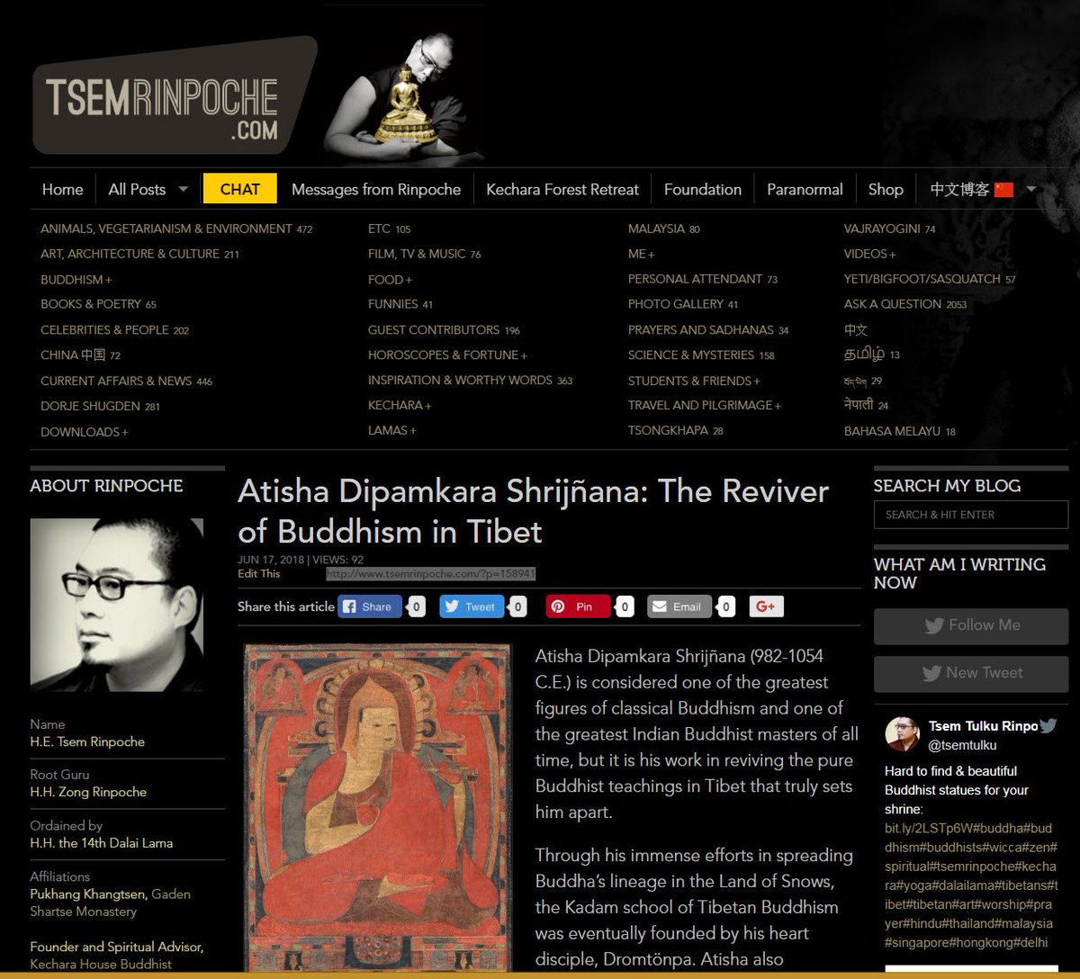tsemtulku's tweet photo. JUST PUBLISHED- Videos, writings, downloads &amp; pictures of the incomparable Sri Atisha the great Indian Buddhist pandit- https://t.co/QAJ9737g6s

#bbc
#aljazeera
#huffpo
#cnn
#buddha
#buddhism
#buddhists
#wisdom
#zen
#DorjeShugden
#Dharma
#spiritual
#spirituality
#dharamsala https://t.co/lYp7amP8bU