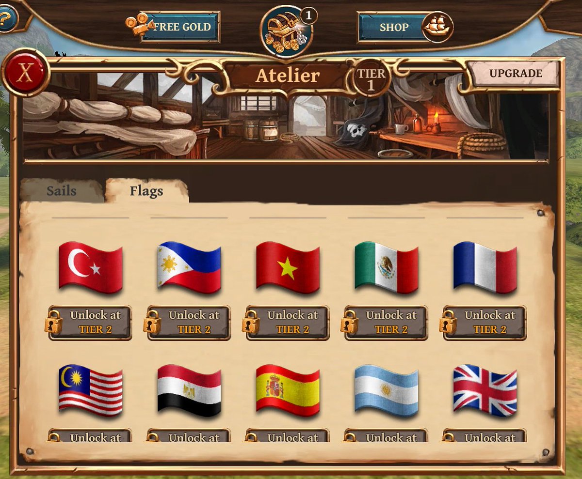 artikgames's tweet photo. You can get your country's flag if you upgrade the atelier

Download #ShipsOfBattleAgeOfPirates
https://t.co/5TDsffkuKd

#artikgames #mobilegames #screenshotsaturday https://t.co/mI6cx50szj