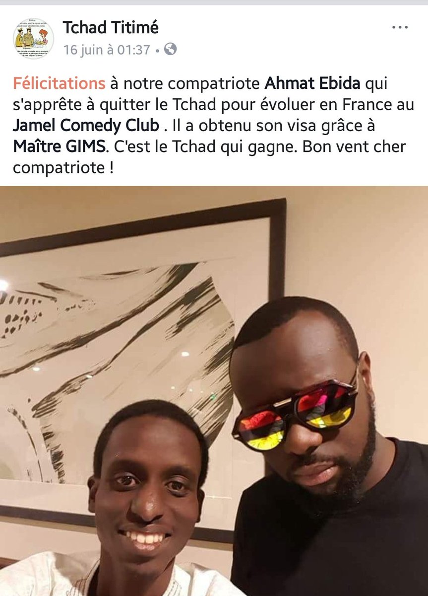 samy_writer235's tweet photo. @YoussoufTerri viens voir un peu ton ami #Ebidami, tu as la primeur de l'info ou c'est juste "titimé" comme le nom de la page qui l'a publiée ?
En passant, rendons ça possible tant qu'on y est...cc @DebbouzeJamel @JamelComedyClub, ce jeune a besoin de vous!
#Adjib #Tchad #Comedie https://t.co/bJrnZNnNNV