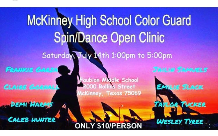 MckinneyGuard's tweet photo. Classes in dance, rifle, flag &amp; sabre will be offered by educators working in DFW. Classes generated towards high schoolers at the beginning/intermediate levels do advanced level. Anyone is welcome to attend. Hope to see you there! https://t.co/IYA4imM1pg