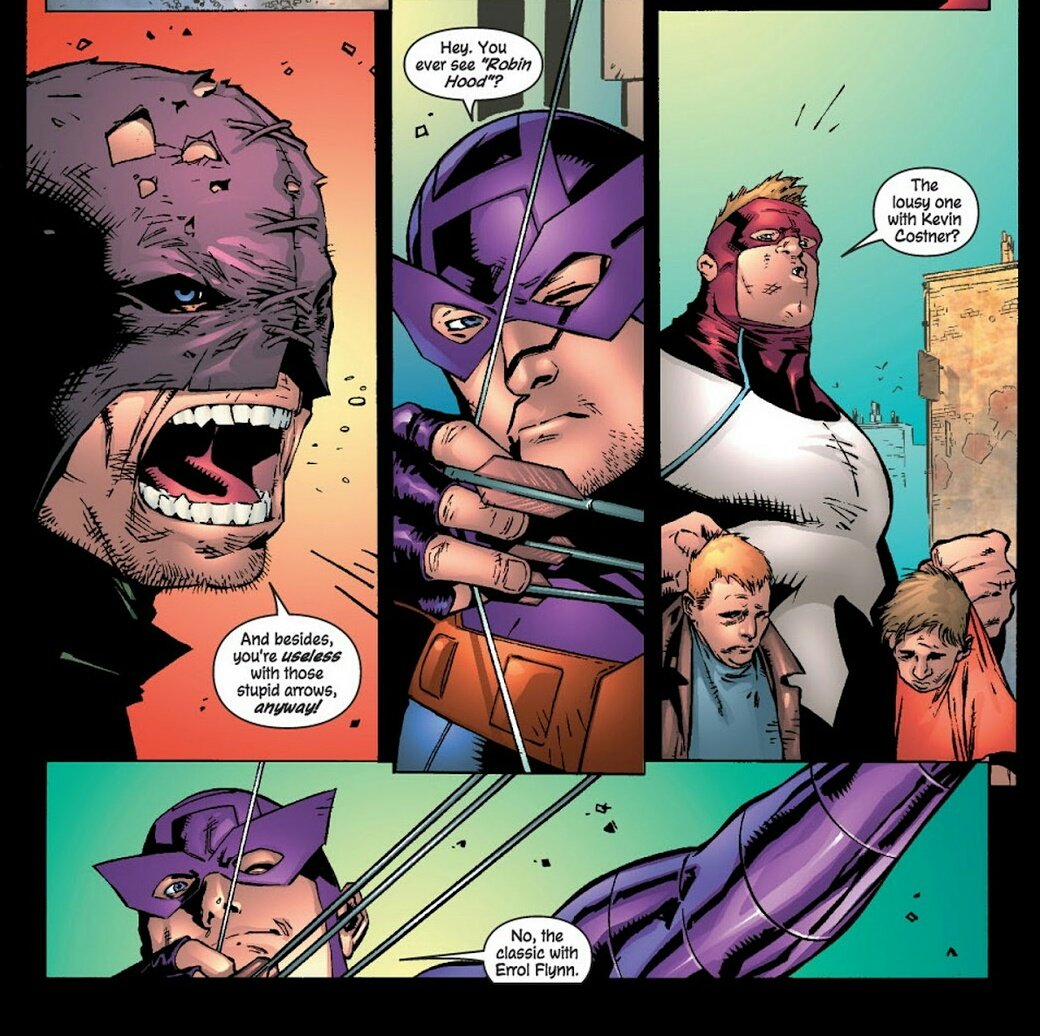 perlita_negra's tweet photo. Lo bueno es que es un inútil con flechas 💘
#Hawkeye #ClintBarton #AvengersVol3 #LionHeartOfAvalon #issue78 #year2004 https://t.co/cIJKgaay4e