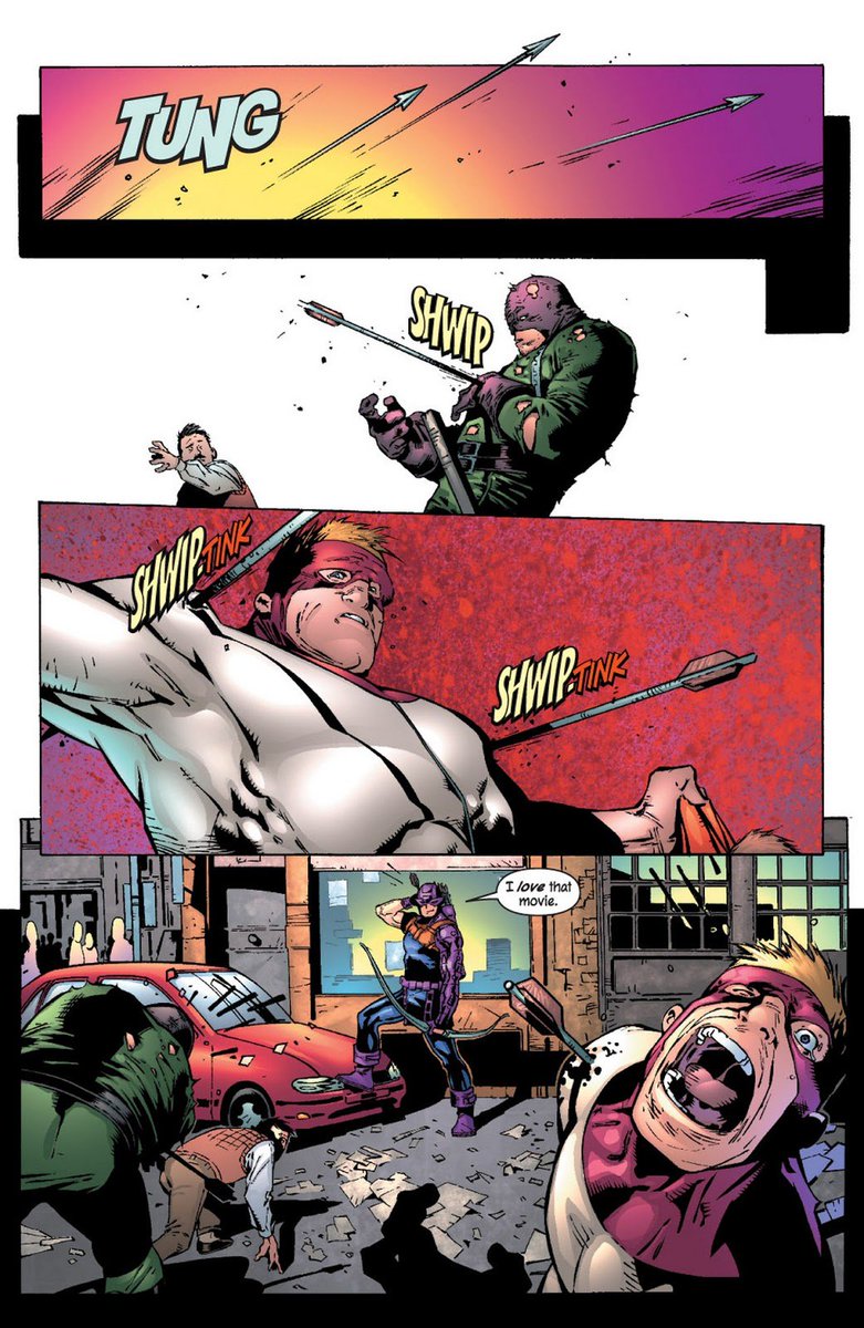perlita_negra's tweet photo. Lo bueno es que es un inútil con flechas 💘
#Hawkeye #ClintBarton #AvengersVol3 #LionHeartOfAvalon #issue78 #year2004 https://t.co/cIJKgaay4e