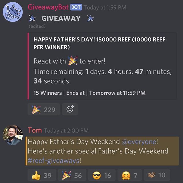 ReefCoin's tweet photo. ReefCoin is giving over 150,000 $REEF to 15 Lucky Winners on our Discord for #fathersday!

Join Us On Discord:
https://t.co/EWrEiOSlGW

Visit Us At:
https://t.co/vsdXTIkBv6

#cryptocurrency #crypto #ripple #litecoin #ethereum #bitcoin #reef #coral #coi… https://t.co/h3VAA8Hwef https://t.co/pjJVgpU0nM