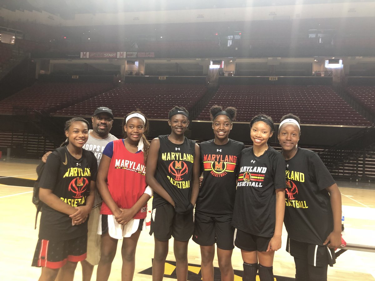 TTOGIRLS2022's tweet photo. Great day of basketball work @umdwbb Elite Camp! Awesome learning from TTO EYBL alumni Kaila Charles and @BrendaFrese Congratulations to @KennedyClifton5 @PastorEssentino (Simone) for being selected to the Gold division Allstar Team! #RoadtoChi #Julyprep https://t.co/ALKtTWdQMi