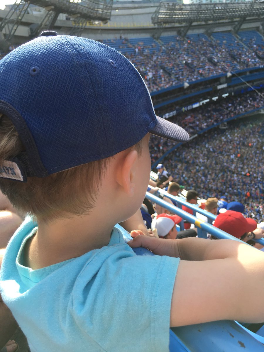 lindsayzv's tweet photo. Took my kids to the @BlueJays this afternoon and it was everything summer and wonderful. I’m also pretty sure the 3-year-old is gunning for Jerry Howarth’s old job. #nonstopcommentary #LetsGoBlueJays https://t.co/tKcoUn58Ks