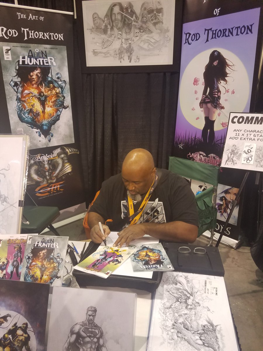 Met a great #orginalartist who is extremely #passionate and #creative about his crazy @Angel_Comics @GreaterAustinCC  #gacc #ComicCon2018