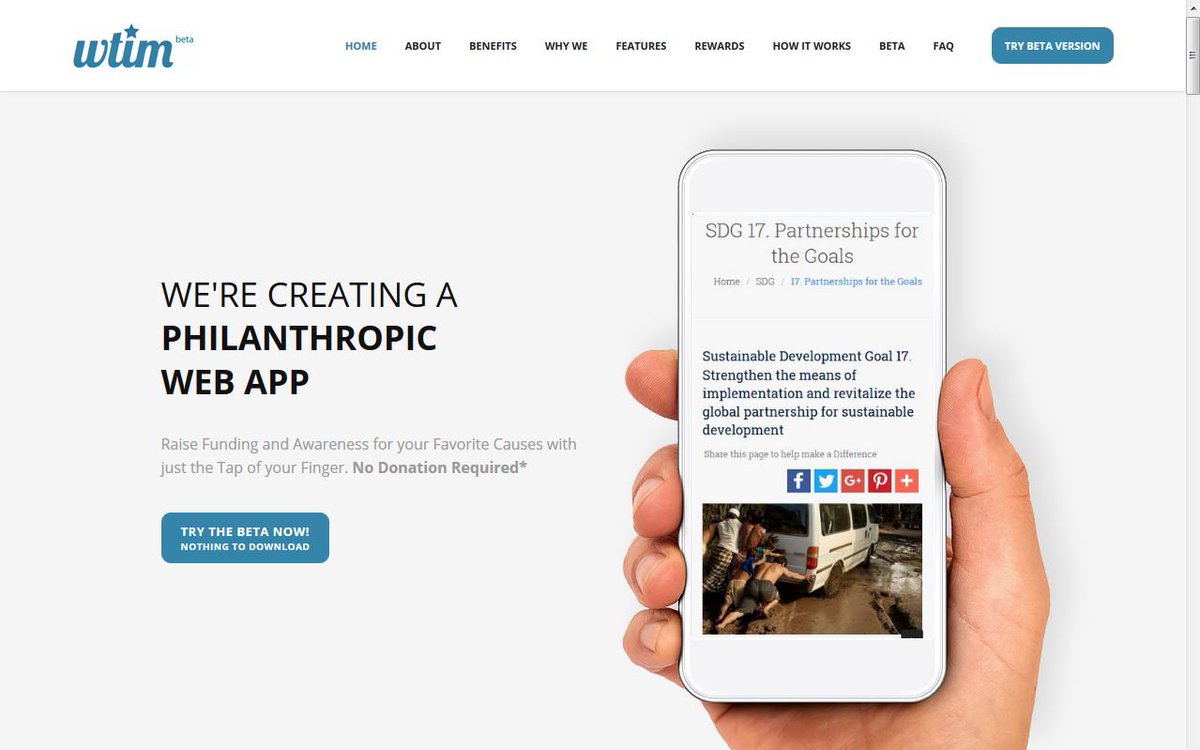 #goodtech WTIM.co WTIM, WeThinkItMatters® #Philanthropic Web APP, Raise Funding and Awareness for your Favorite #Causes with just the Tap of your Finger. No Donation Required*