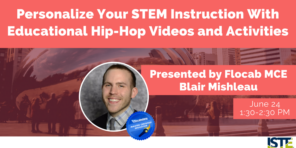 Flocabulary's tweet photo. Flocab MC Educator @blairtheblur will be presenting an #ISTE18 People's Choice session on how to Personalize Your STEM Instruction With Educational Hip-Hop Videos and Activities on June 24. Add the session to your calendar here: https://t.co/rzAF9t0hg8 https://t.co/0vbfY0s0O4