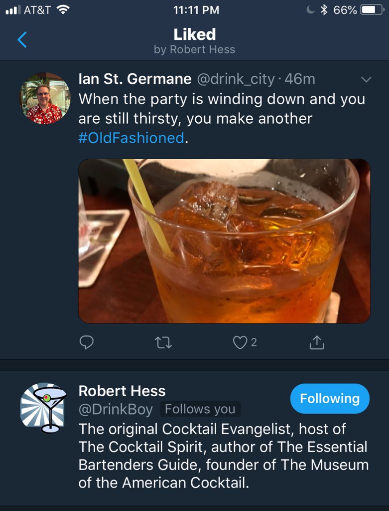drink_city's tweet photo. When Cocktail royalty likes your tweet, you are officially fanboy-ed. #WalkingInTheFootStepsOfGiants. https://t.co/5szSBVFoYs