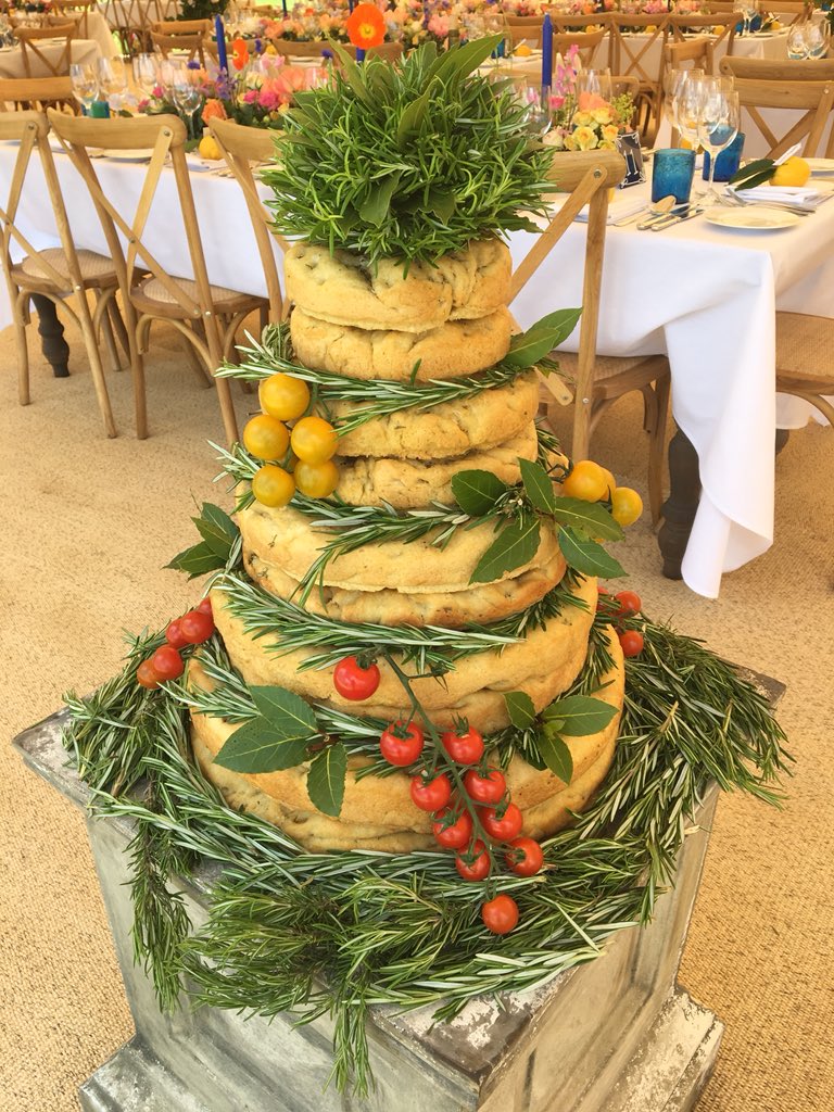 CroxfordSuzan's tweet photo. Focaccia 10-tier wedding cake! #weddingcake #weddingcatering #oxfordshirecaterers https://t.co/jQ4wpBZ7B6