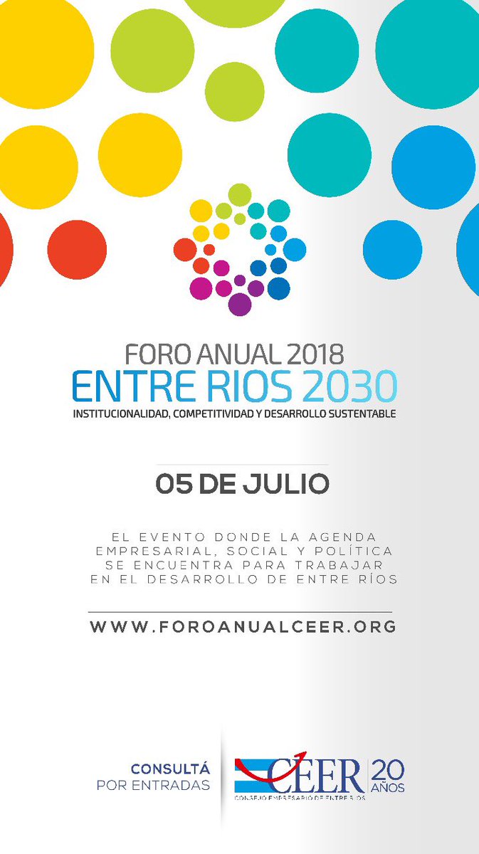 En el marco de los 20 años del Consejo Empresario de Entre Ríos, se realizará el XIII Foro Anual Entre Ríos 2030 “Institucionalidad, Competitividad y Desarrollo Sostenible”.