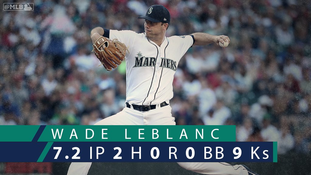 MLB's tweet photo. Wade LeBlanc retired 22 straight batters, @Mariners win again.

How you doin’? https://t.co/37d9M7LNhG