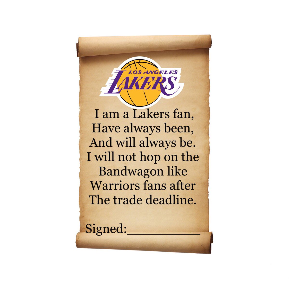 ewilliams805's tweet photo. IF YOU ARE A LAKERS FAN, RT OR LIKE THIS NOW TO SHOW THAT YOU REALLY WITH US AND WILL NOT HOP ON THE BANDWAGON. SIGN UP! #LakeShow 🗣🏀 https://t.co/x8bPQGnJA1