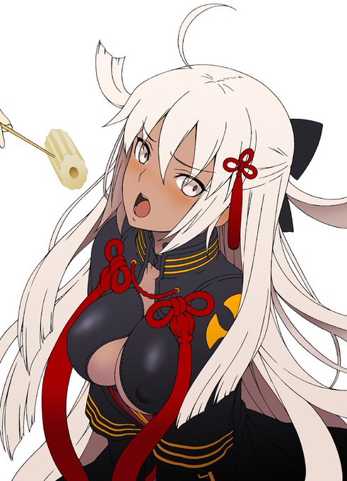 マスターからちくわぶをア～ンされて照れる沖田オルタさん。 #FGO 