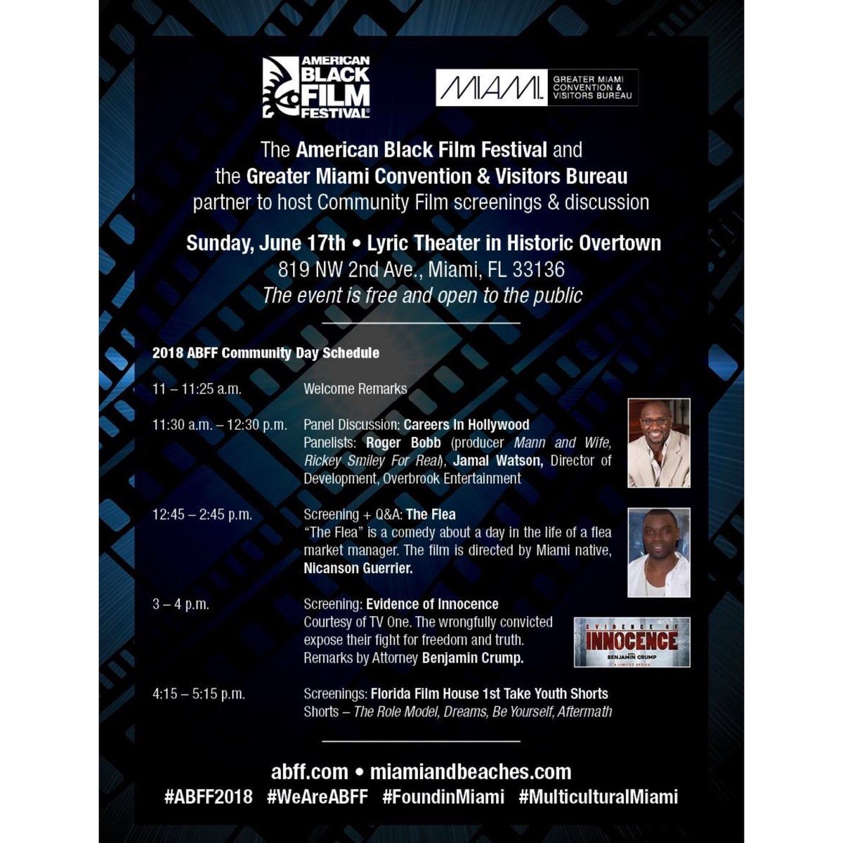 ExploreOvertown's tweet photo. Happening in #HistoricOvertown tomorrow (Sunday, June 17) @LyricTheaterMIA #ABFF2018 #Free #CommunityDay @ABFF @BlackArchives @MiamiandBeaches https://t.co/eNgDxjzbCV