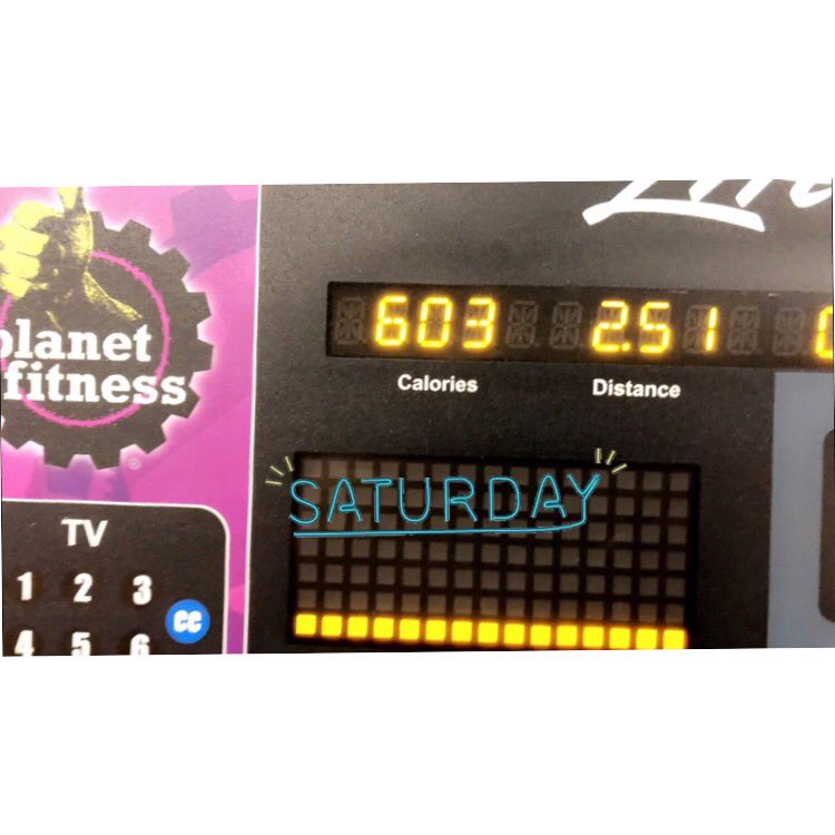 Rick0424's tweet photo. #SaturdayCardioπββοΈ Burned another 603 Calories this afternoon on the Treadmill! #Fitness #FitnessJourney #FitnessMotivation #DeterminedtoSucceed #PathtowardsSuccess #WorkHardTrainHard #NeverGiveUp #GymLife @PlanetFitnessCA ππ https://t.co/y5E4CrEC7p