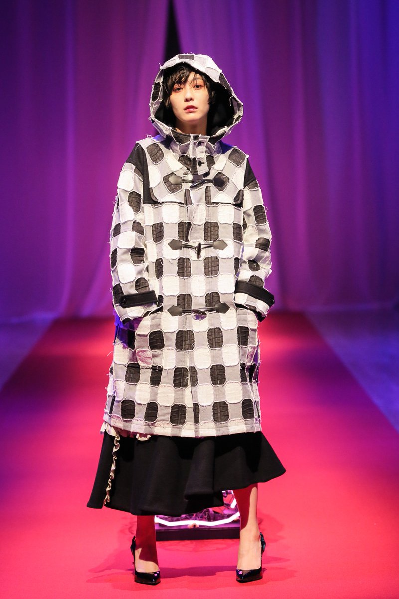 松井 諒祐 Ha Za Ma 18 19aw 傷つきながらも積み上げたブロックチェックのダッフルコート Hazamaはじめてのファッションショー