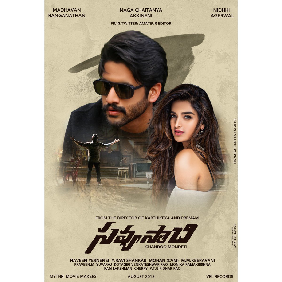 reallypreetam's tweet photo. Here's a poster for #Savyasachi ft. @chay_akkineni @ActorMadhavan @AgerwalNidhhi || Produced by @MythriOfficial || A film by #ChandooMondeti @SubbarajuSiva @AkhilBhasuru @SaikrishnaDusri @amateureditortm @ChaituAntePichi @NagChaitu_FC https://t.co/T2nNvOdrqj