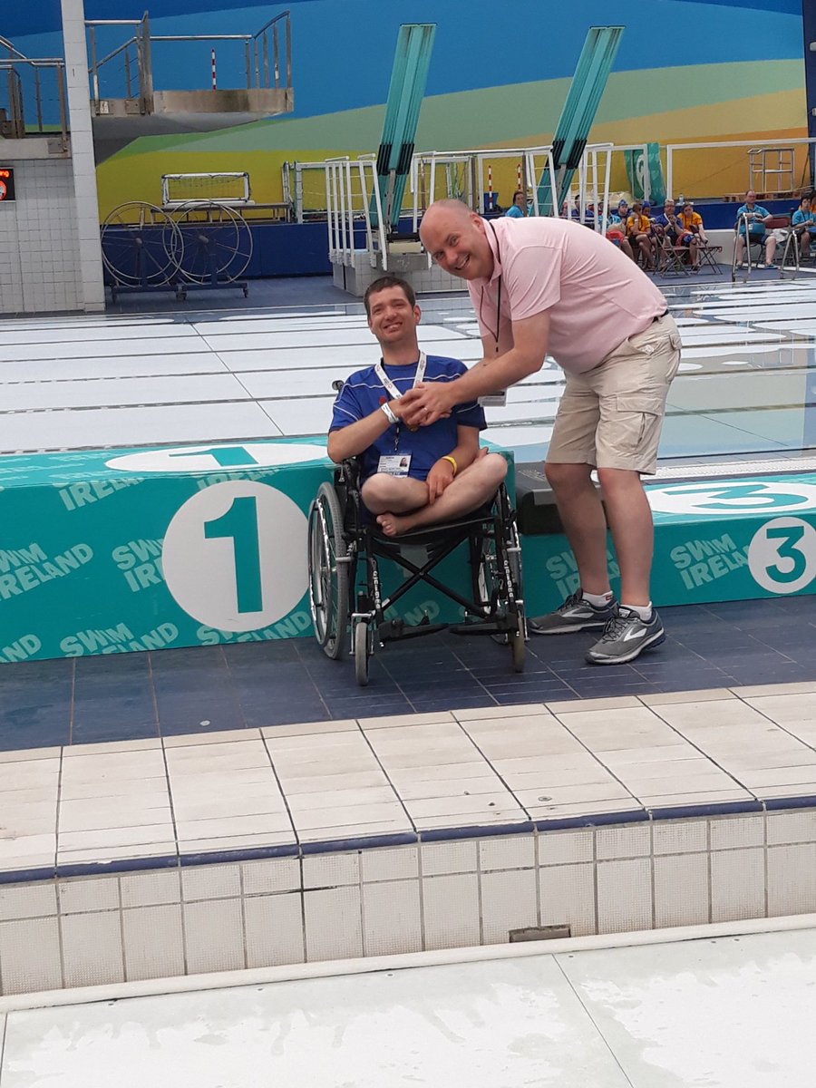 SoiSwimming's tweet photo. Both the presenter and the winner delighted fo be at the podium! Thank you both for taking part! @SOIreland #PlayYourPart #Irelandgames https://t.co/PP1IhZ6MT3