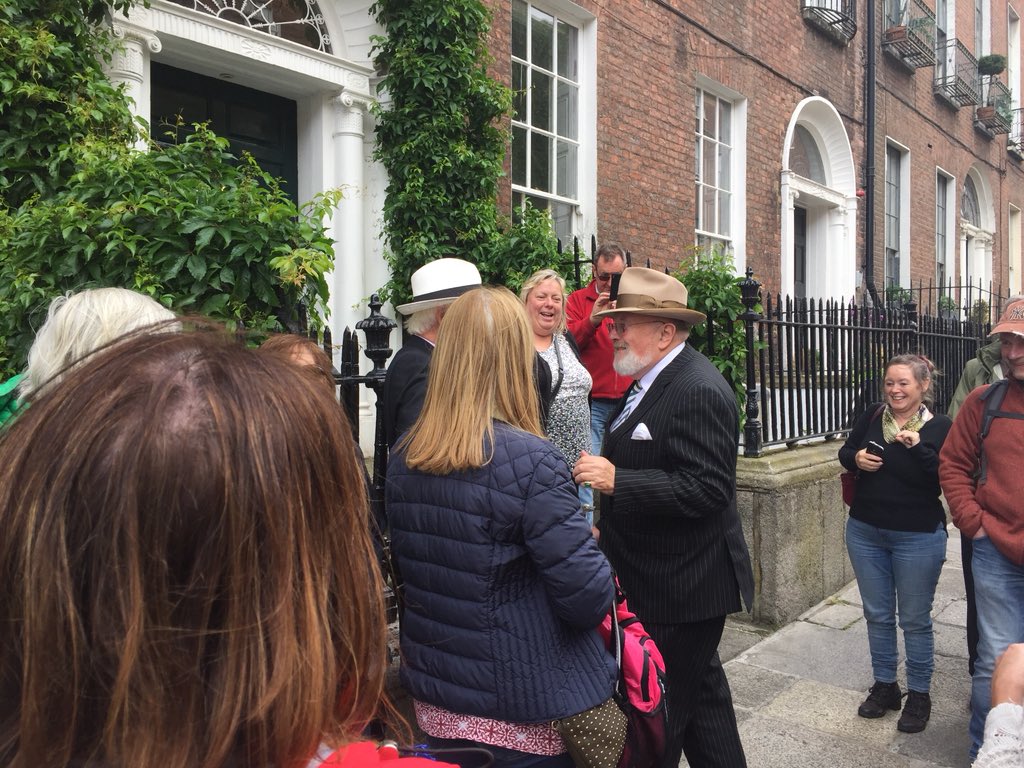 phcostel's tweet photo. Entertaining chance encounter with @SenDavidNorris on Pat Liddy’s #Bloomsday tour @BloomsdayDublin https://t.co/7LAGAGcyMI