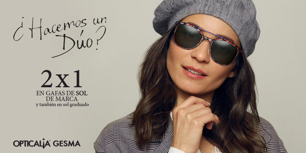 OPTICALIA GESMA on "¿ #HacemosUnDúo ? ¡ 2X1 en gafas de sol de ! Ahora en @OPTICALIA_ , comprando cualquier gafa de sol de marca, te llevas GRATIS otra a