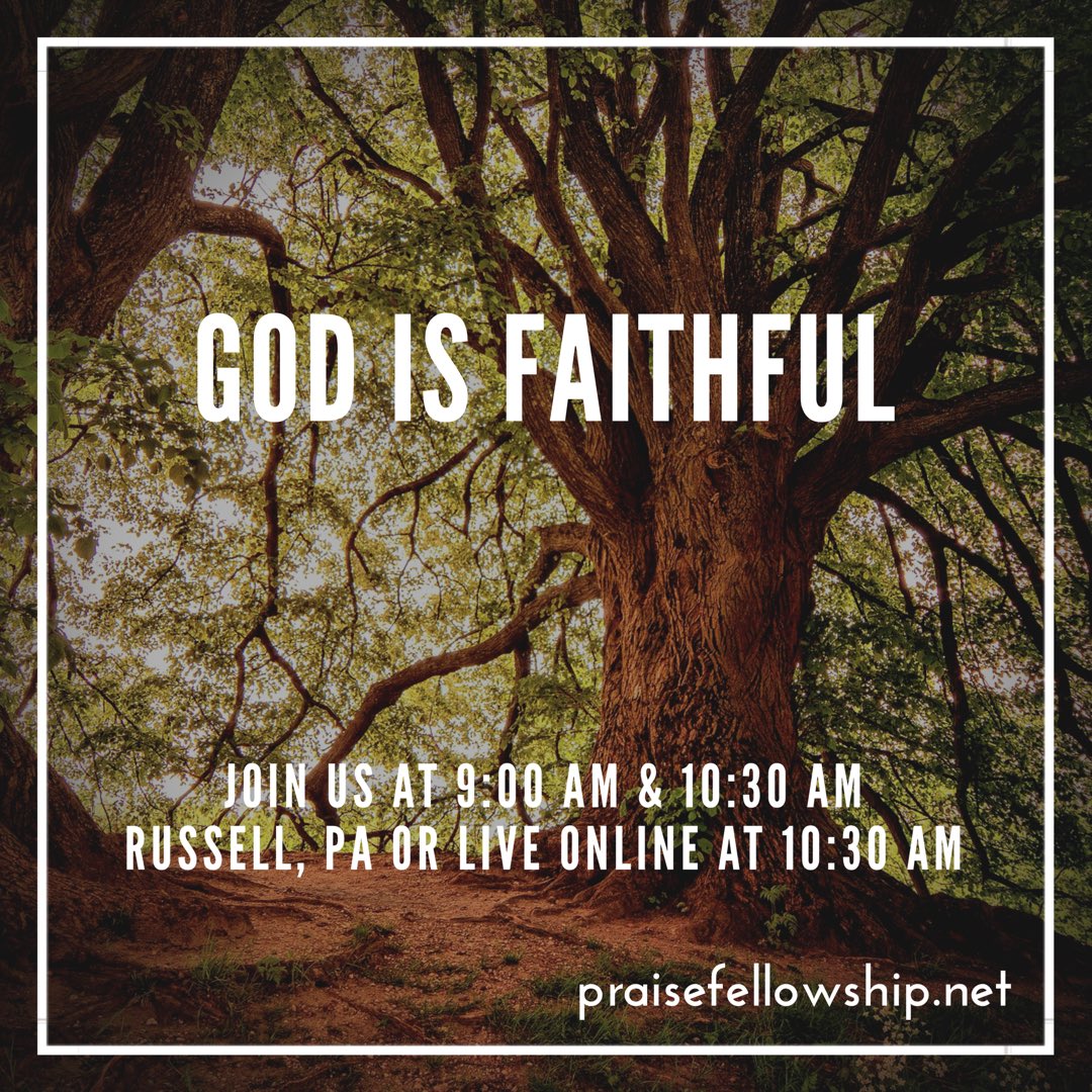 PFChurch's tweet photo. RT if you believe it! 🙌

We’d love it if you’d join us today at 9:00 AM or 10:30 AM, in Russell, or live online at 10:30 AM at https://t.co/w7BRuWmOGo 

Praise Fellowship
7451 Market Street
Russell, PA 16345

#Godisfaithful #Jesus #JesusChrist #Godsnotmadatyou #Jesuslovesyou https://t.co/dlo2vA9Nm0