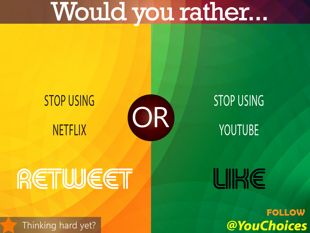 YouChoices's tweet photo. Would you rather... https://t.co/MZt3PKarmD