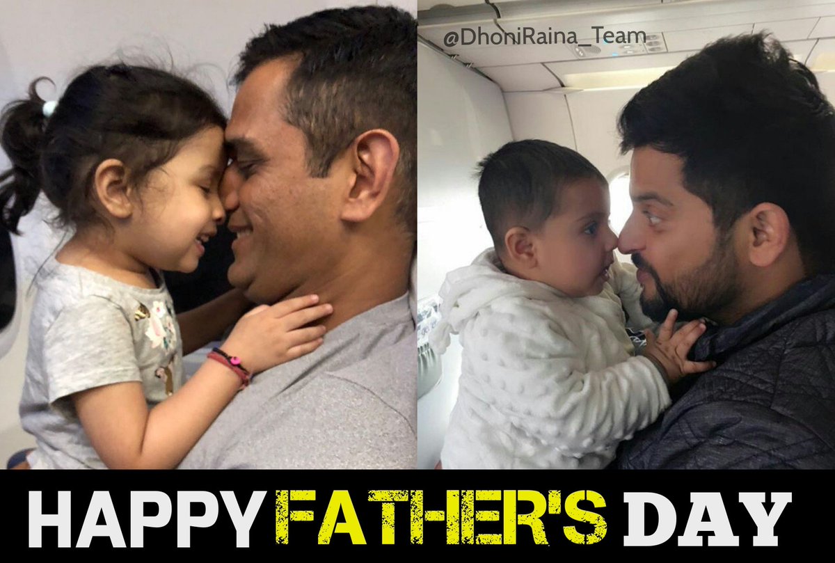 CSKCore's tweet photo. Happy Father's Day 😇 
#FathersDay #Dhoni #Raina https://t.co/XkaUXdmnAV