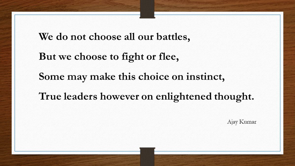 drajaykumar_ias's tweet photo. We do not choose all our battles, But we choose to fight or flee, Some may make this choice on instinct, True leaders however on enlightened thought. https://t.co/94HZJESAjG