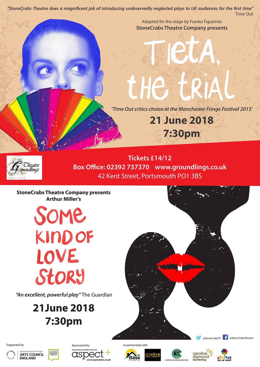 CDiamondIW's tweet photo. There’s a fabulous double bill at @GroundlingsUK Portsmouth from the international @StoneCrabsTC and directed by the talented @swordandstaff @PortsmthNewsHub @BBCRadioSolent @GunwharfQuays https://t.co/zPJksnmSDv
