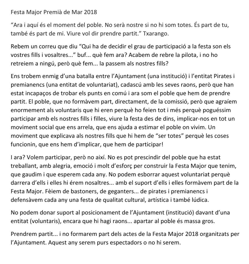 AnnaGFontanills's tweet photo. #FestaMajorPremiadeMar2018 @ajpremiademar @pirata_omar #prendrepartit #volemparticipar #aixino https://t.co/DqNyF6QYku