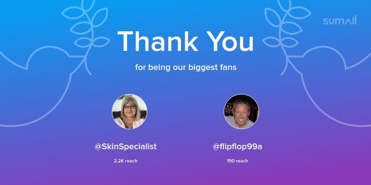 Our biggest fans this week: <a href="/SkinSpecialist/">Sue Ibrahim</a>, <a href="/flipflop99a/">Jay Rodden ©</a>. Thank you! via sumall.com/thankyou?utm_s…