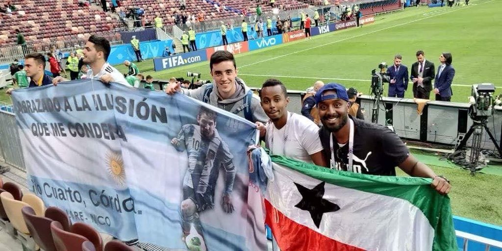HCiisood's tweet photo. Thank you bother @YEusman and his friend rise #Somaliland Flag inside opening #WorldCup Russia2018 
#Somaliland will play this cup soon insha Allah https://t.co/cDkUyuCMRZ