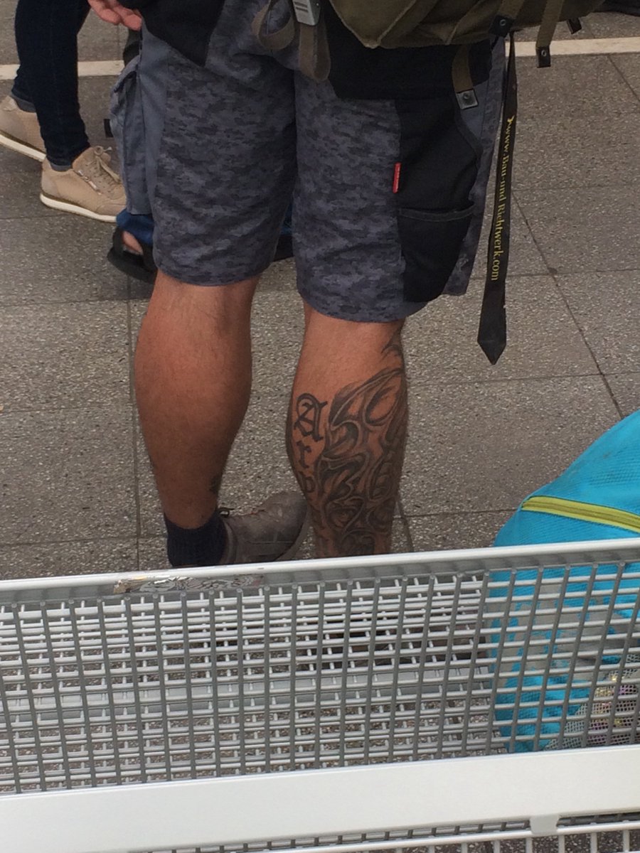 shushugah's tweet photo. Nazi alert at köln Hbf. With “Aryan” tattoo and black sun tattoo on neck. #Antifa https://t.co/WNj9s5dJ5s