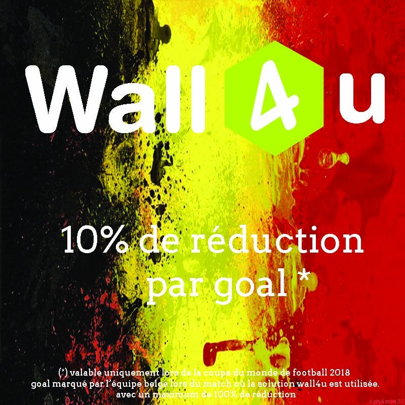 Wall4u est prêt pour soutenir la Belgique, et vous ?
10% de réduction (voir offre)
#socialwall 
#marketingdigital 
#marketing
#event
#eventprofs
#wearebelgium 
#russia2018 
#mursocial