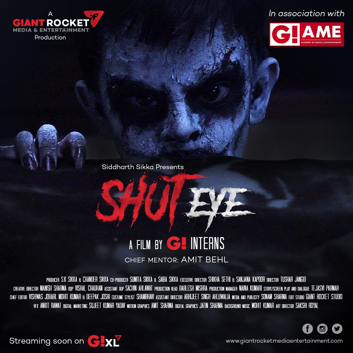 GiantRocketME's tweet photo. Siddharth Sikka Presents Our Next Short Film "SHUT EYE", A Film 🎬 By G! Interns 😃😃 Streaming Soon on YouTube
Please Subscribe our YouTube Channel (G!XL) - https://t.co/g8NtN917yw 
Like, Share &amp; Comment!! 😃😃
#AFilmByGInterns #ChiefMentor #Giant #Rocket #Media #Entertainment https://t.co/YmICXBmDrd