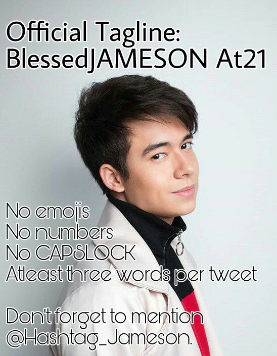JAMESONfinities's tweet photo. At dahil di padin natatapos ang birthday ni @Hashtag_Jameson just keep sending your sweet messages to him using our new tagline :) Game?

BlessedJAMESON At21 https://t.co/z5gJE0g9wb