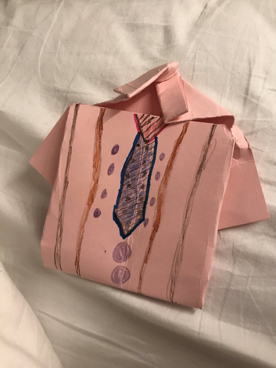 Lovely to get #origami pink shirt #FathersDay card from Teddy Leigh this morning. 😀