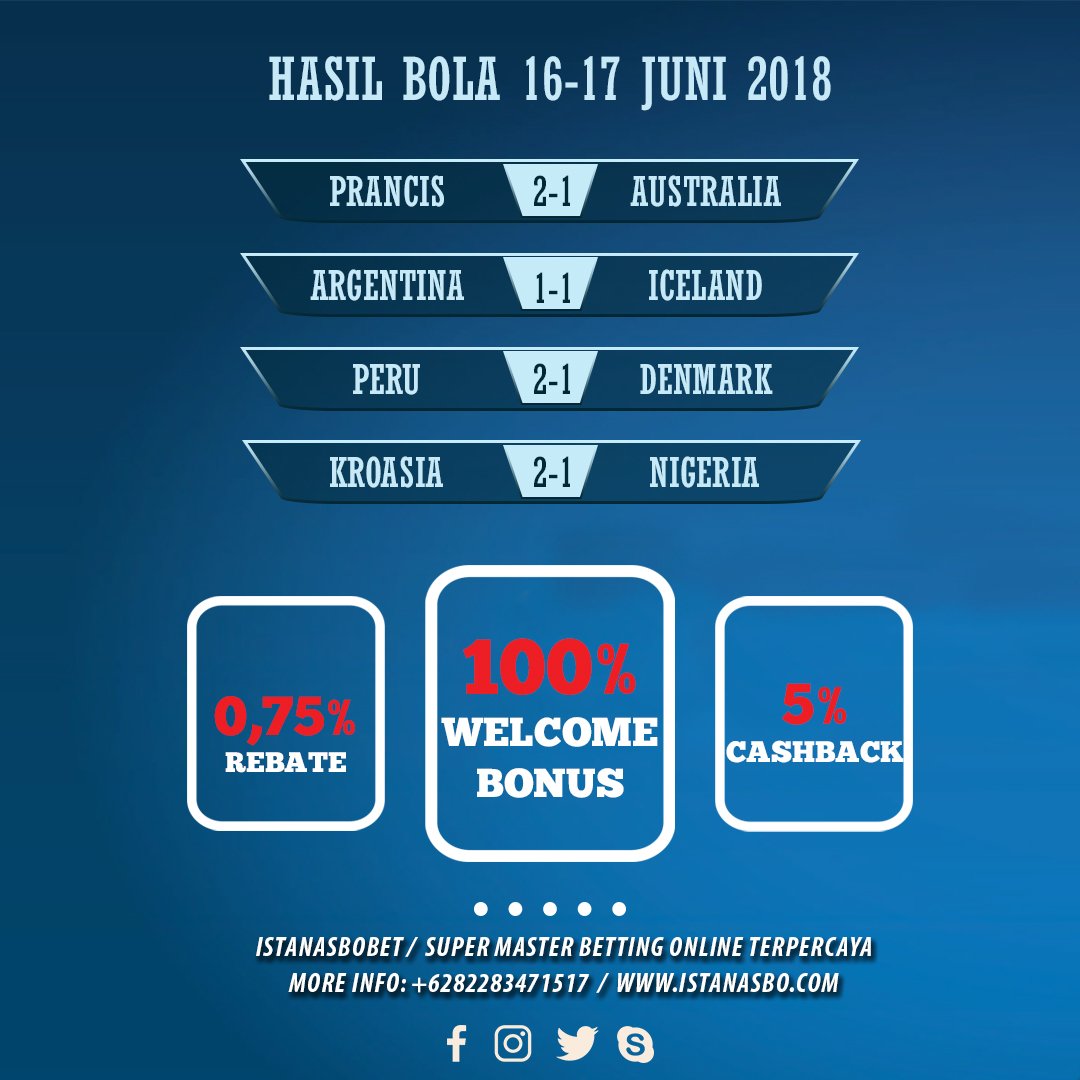 ratu28264's tweet photo. Spesial DOUBLE CASHBACK Tersedia !
Extra bonus 100% 1st deposit
.
Join now : www istanasbobet org
BBM : DC8905DC | Line : ISTANASBOBET | WA : +6282283471517
.
#Agensbobet #Taruhanbola #Bandarbola #Judionline #IstanaSbobet #Agensbobetindonesia #Sbobetindonesia #pialadunia2018 https://t.co/FbRfo1aecN